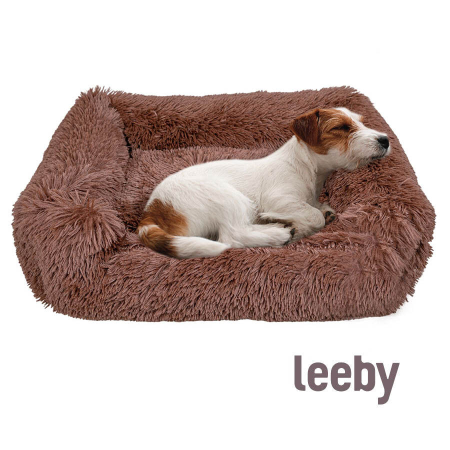 Leeby Cama Suave Anti Stress de Pelo Castanho para cães, , large image number null